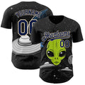 Custom Black Navy-Cream Alien UFO Galaxy Authentic Baseball Jersey