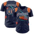Custom Black Navy Orange-White Alien UFO Galaxy Authentic Baseball Jersey