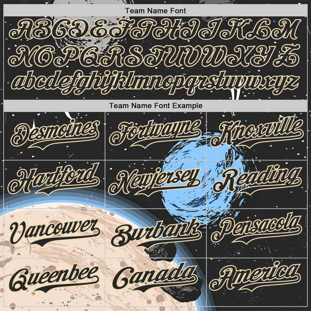 Custom Black Cream Alien Space Meteor UFO Galaxy Authentic Baseball Jersey