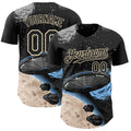 Custom Black Cream Alien Space Meteor UFO Galaxy Authentic Baseball Jersey