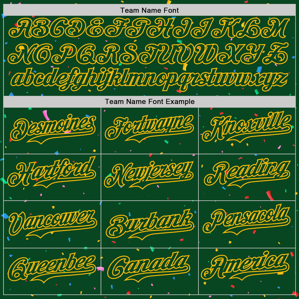 Custom Green Gold 3D Pattern Design Confetti Colorful Speckle Authentic Baseball Jersey
