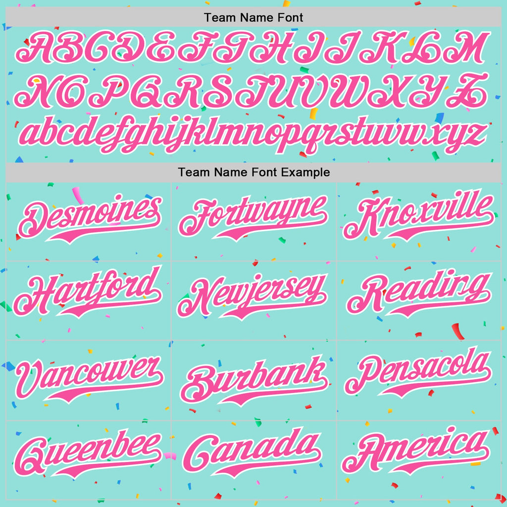 Custom Ice Blue Pink-White 3D Pattern Design Confetti Colorful Speckle Authentic Baseball Jersey