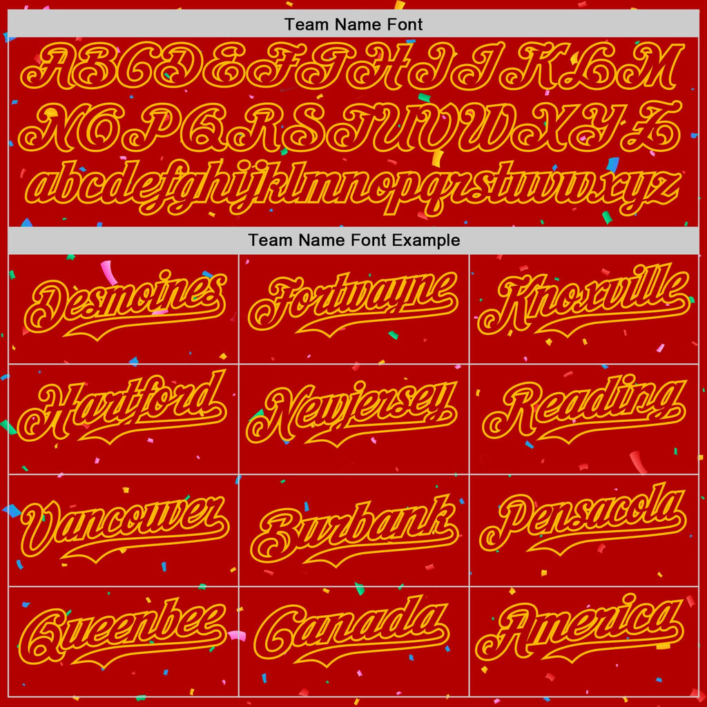 Custom Red Gold 3D Pattern Design Confetti Colorful Speckle Authentic Baseball Jersey
