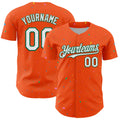 Custom Orange White-Kelly Green 3D Pattern Design Confetti Colorful Speckle Authentic Baseball Jersey