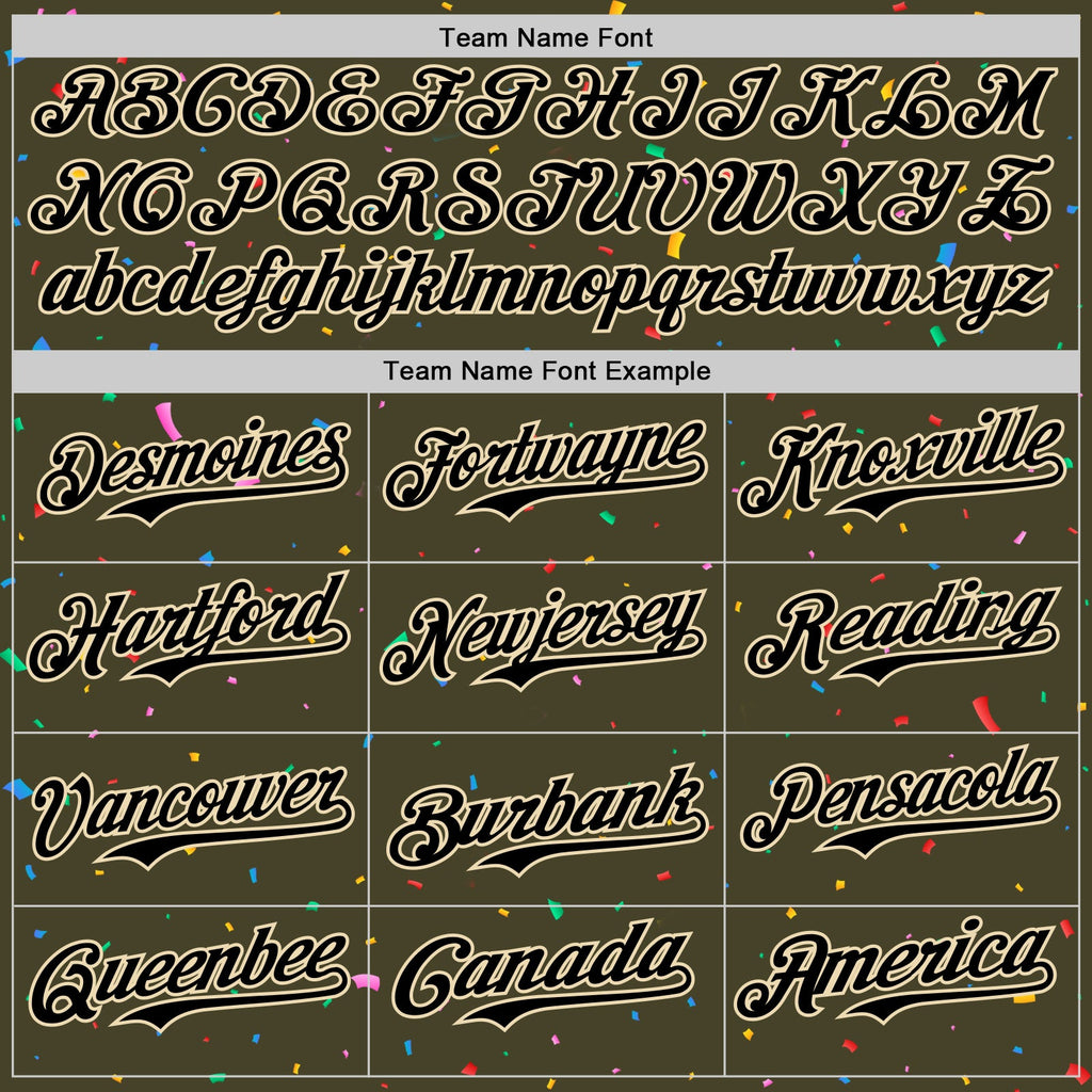 Custom Olive Black-Cream 3D Pattern Design Confetti Colorful Speckle Authentic Baseball Jersey