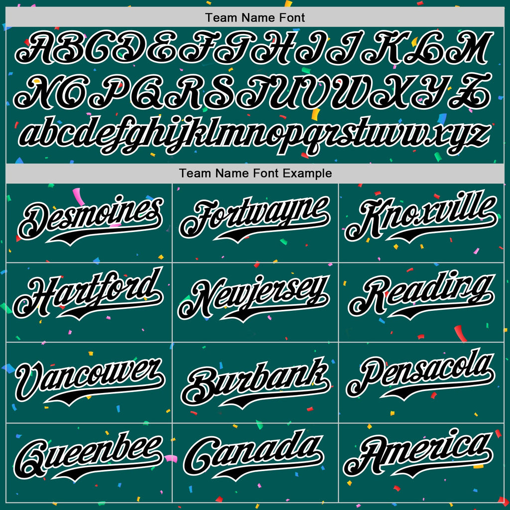 Custom Midnight Green Black-White 3D Pattern Design Confetti Colorful Speckle Authentic Baseball Jersey