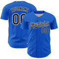 Custom Thunder Blue Black-White 3D Pattern Design Confetti Colorful Speckle Authentic Baseball Jersey