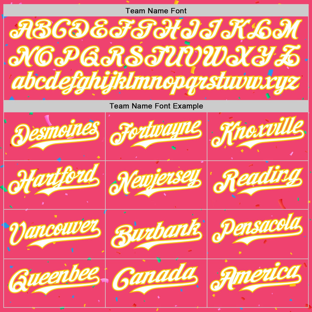 Custom Neon Pink White-Yellow 3D Pattern Design Confetti Colorful Speckle Authentic Baseball Jersey