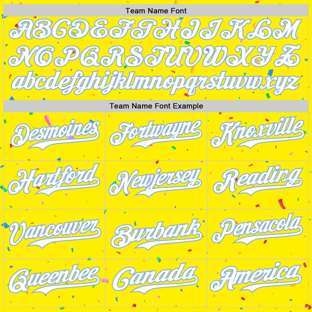 Custom Light Yellow White-Light Blue 3D Pattern Design Confetti Colorful Speckle Authentic Baseball Jersey
