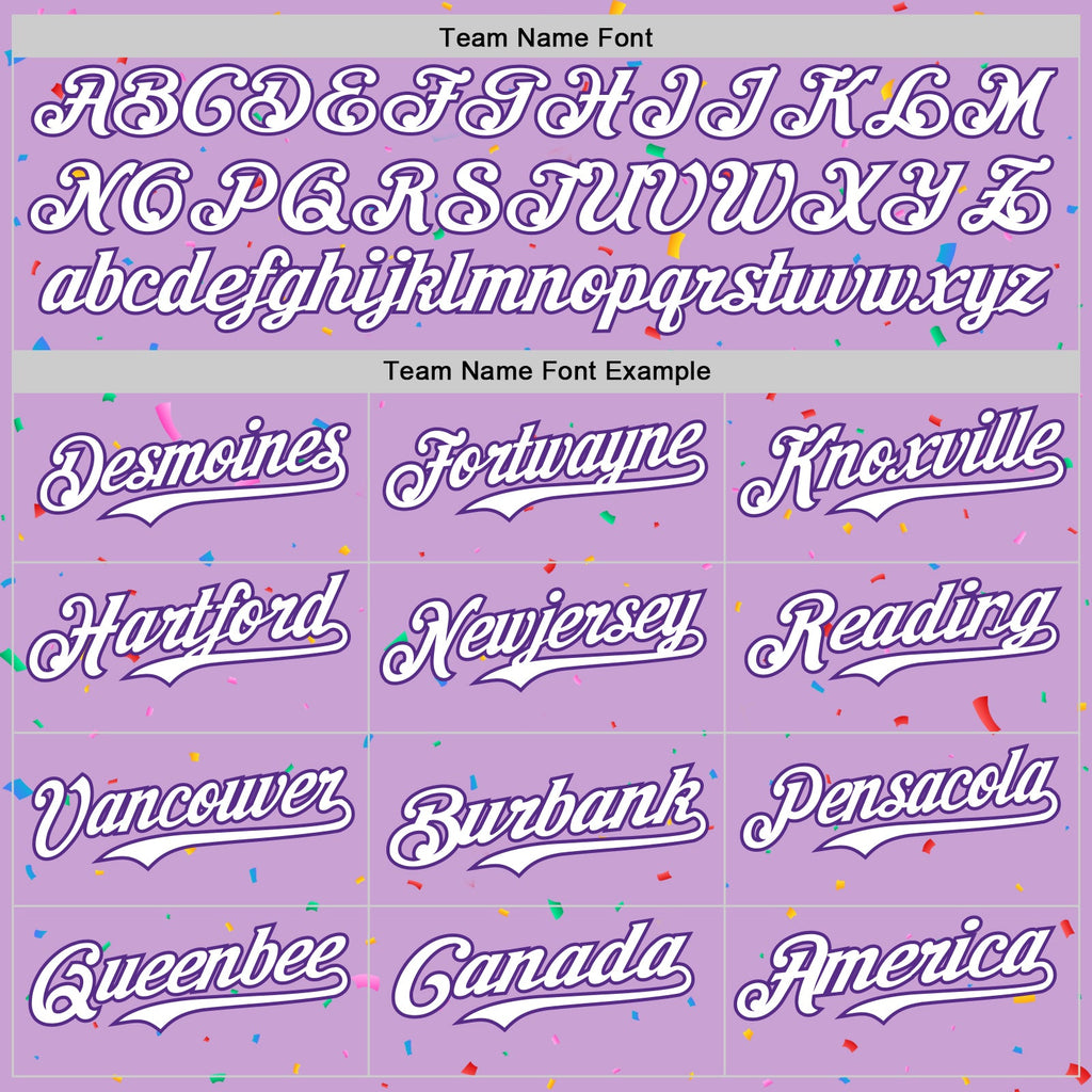Custom Light Purple White-Purple 3D Pattern Design Confetti Colorful Speckle Authentic Baseball Jersey