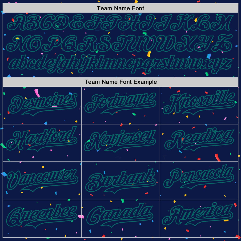 Custom Navy Teal 3D Pattern Design Confetti Colorful Speckle Authentic Baseball Jersey
