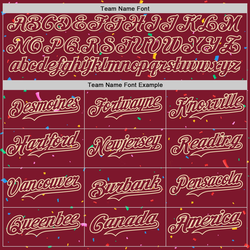 Custom Crimson Cream 3D Pattern Design Confetti Colorful Speckle Authentic Baseball Jersey