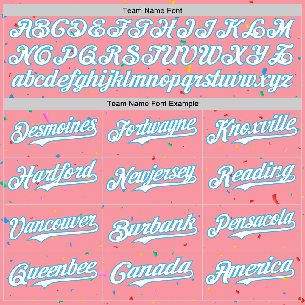 Custom Medium Pink White-Sky Blue 3D Pattern Design Confetti Colorful Speckle Authentic Baseball Jersey