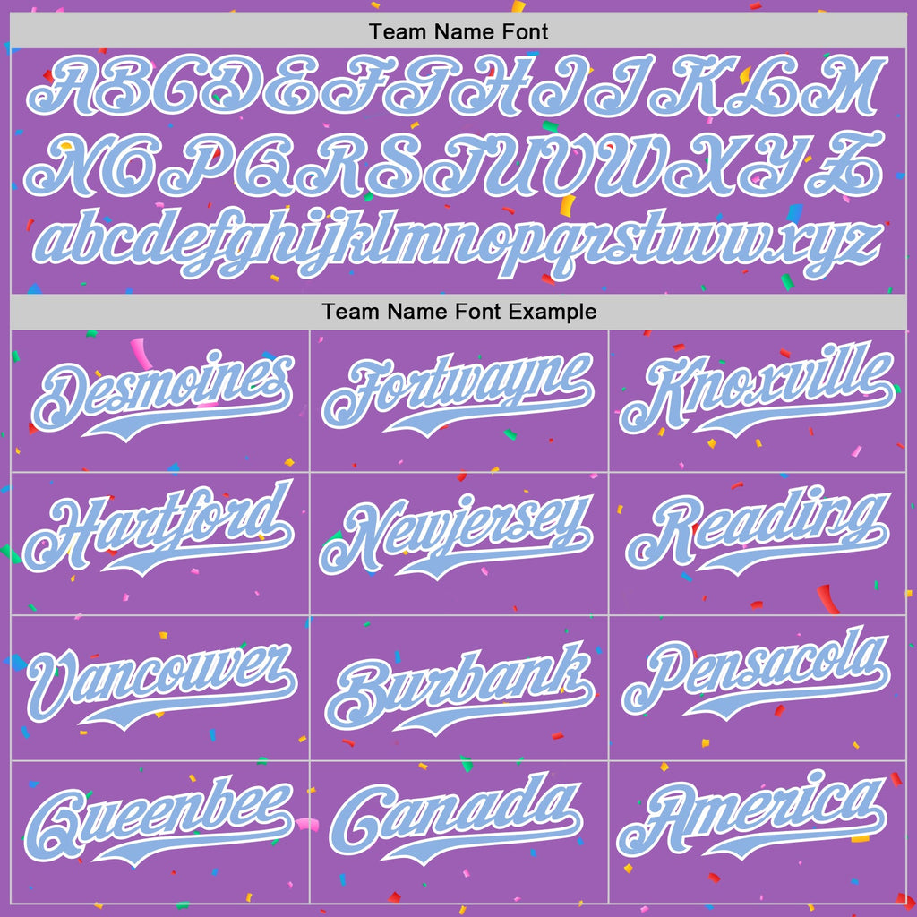 Custom Medium Purple Light Blue-White 3D Pattern Design Confetti Colorful Speckle Authentic Baseball Jersey