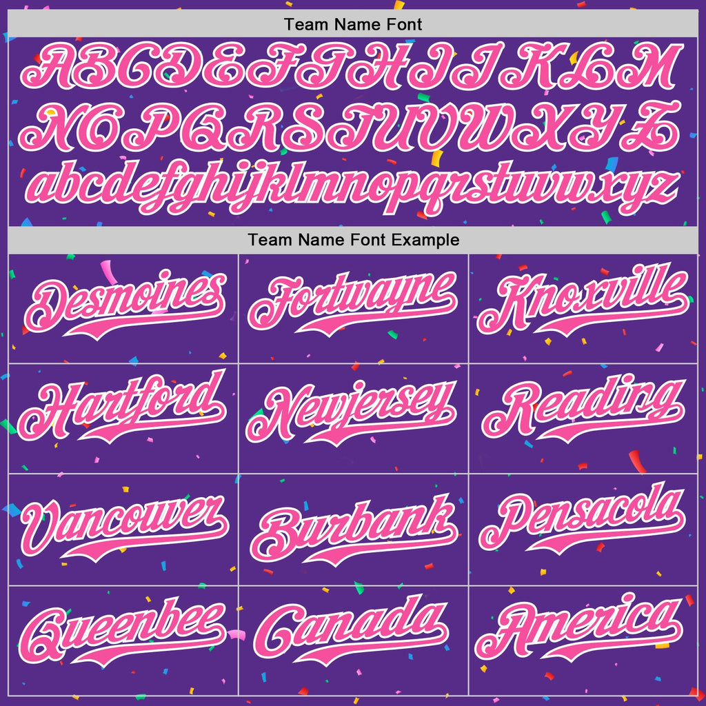 Custom Purple Pink-White 3D Pattern Design Confetti Colorful Speckle Authentic Baseball Jersey