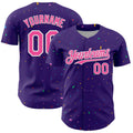Custom Purple Pink-White 3D Pattern Design Confetti Colorful Speckle Authentic Baseball Jersey