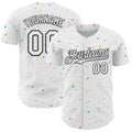 Custom White Black 3D Pattern Design Confetti Colorful Speckle Authentic Baseball Jersey