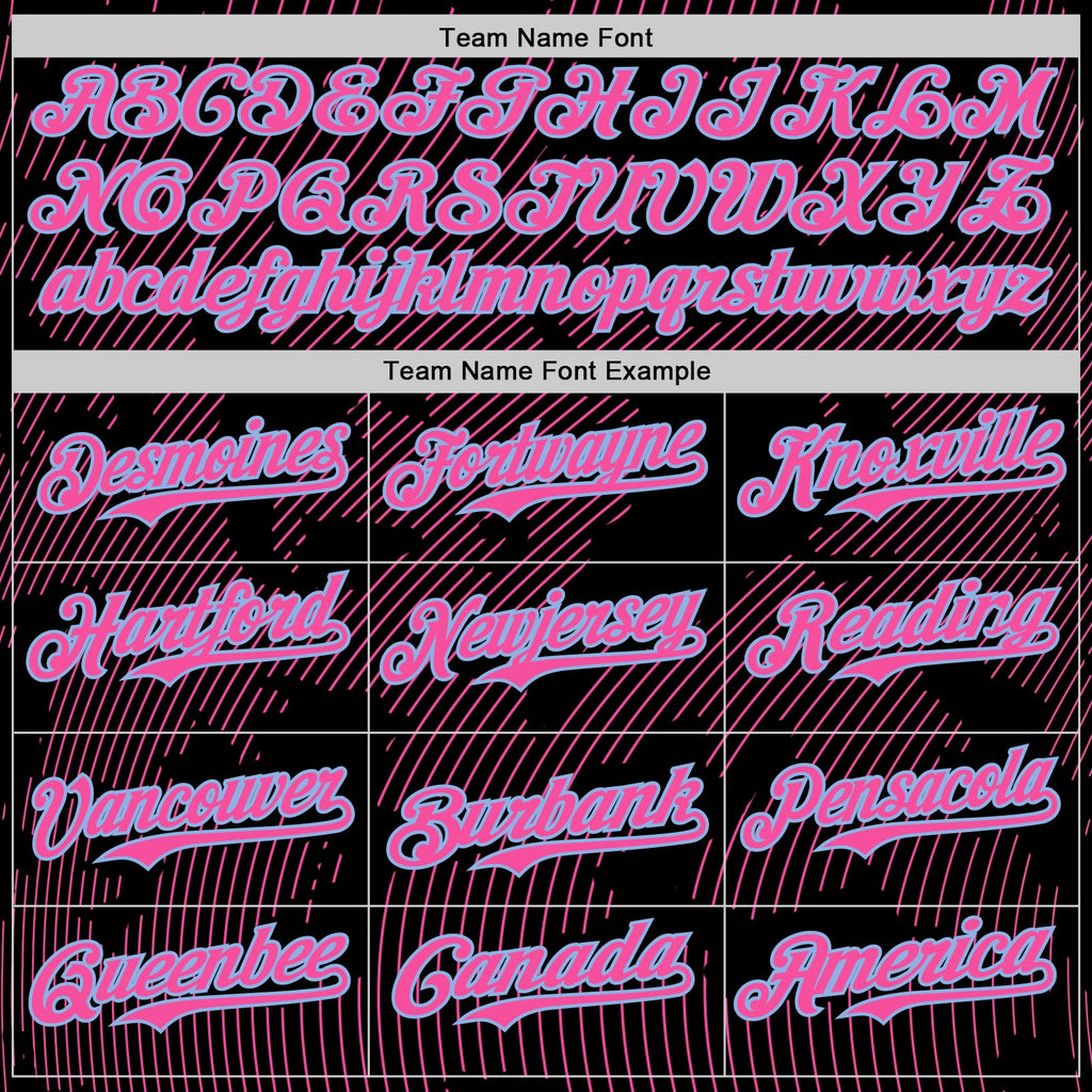 Custom Black Pink-Light Blue Curve Lines Authentic Baseball Jersey
