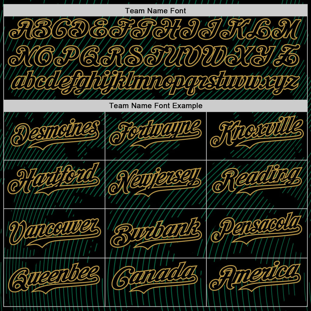 Custom Black Kelly Green-Old Gold Curve Lines Authentic Baseball Jersey
