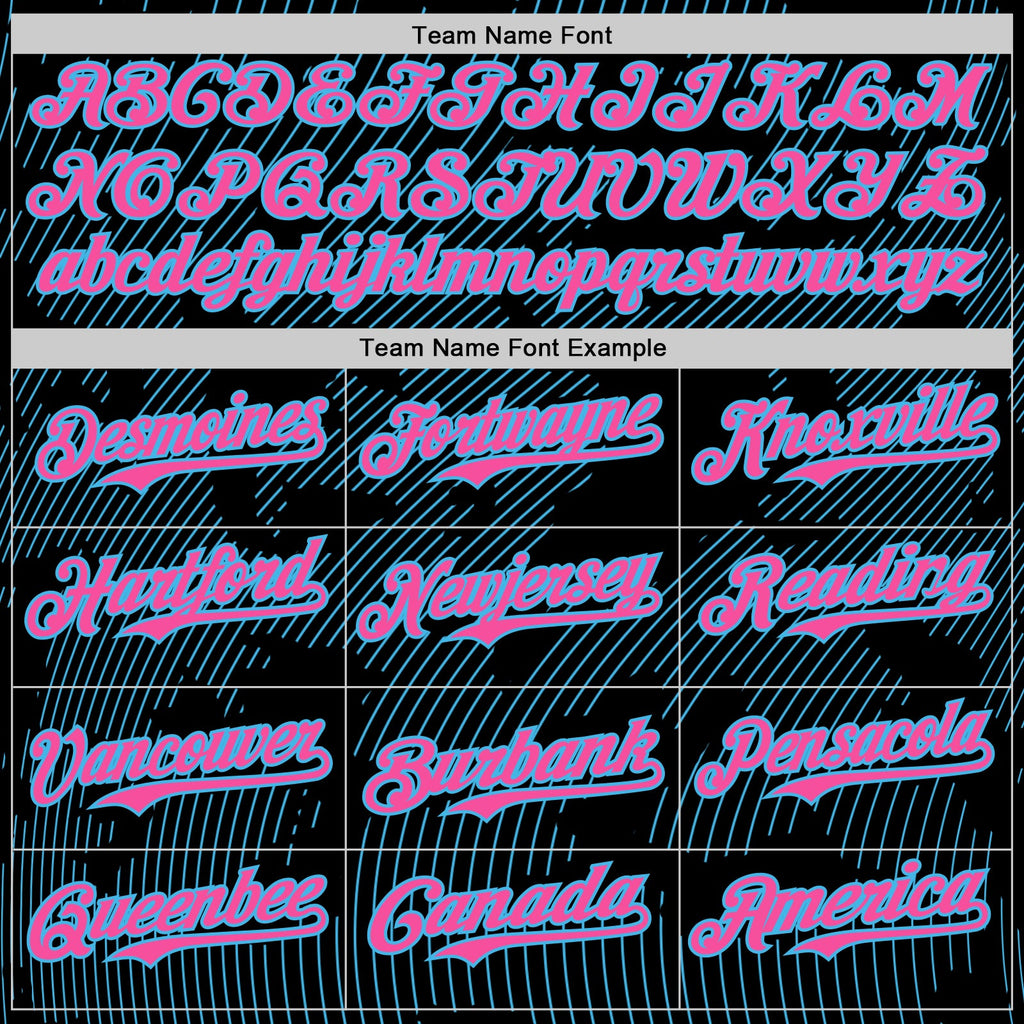 Custom Black Pink-Sky Blue Curve Lines Authentic Baseball Jersey
