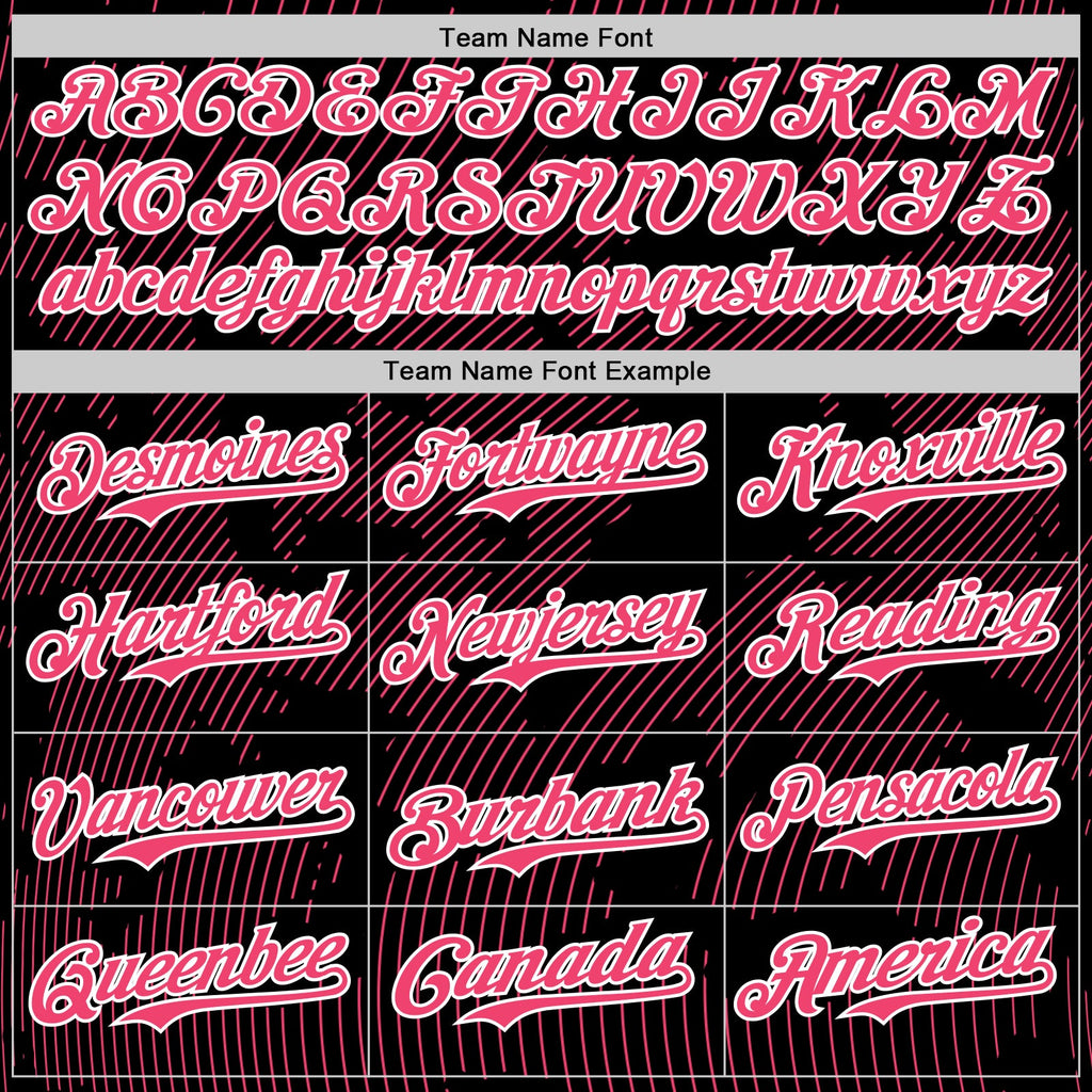 Custom Black Neon Pink-White Curve Lines Authentic Baseball Jersey
