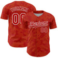Custom Red Gold-White Curve Lines Authentic Baseball Jersey