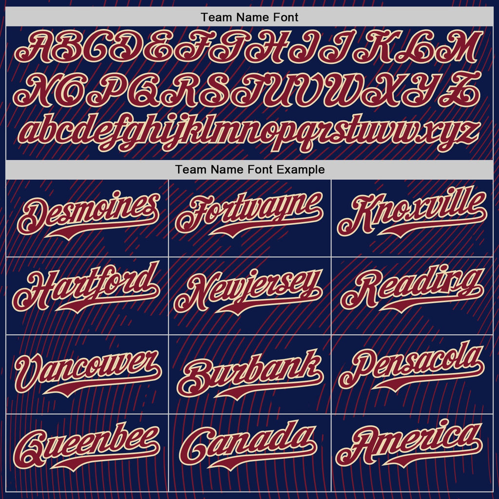 Custom Navy Crimson-Cream Curve Lines Authentic Baseball Jersey