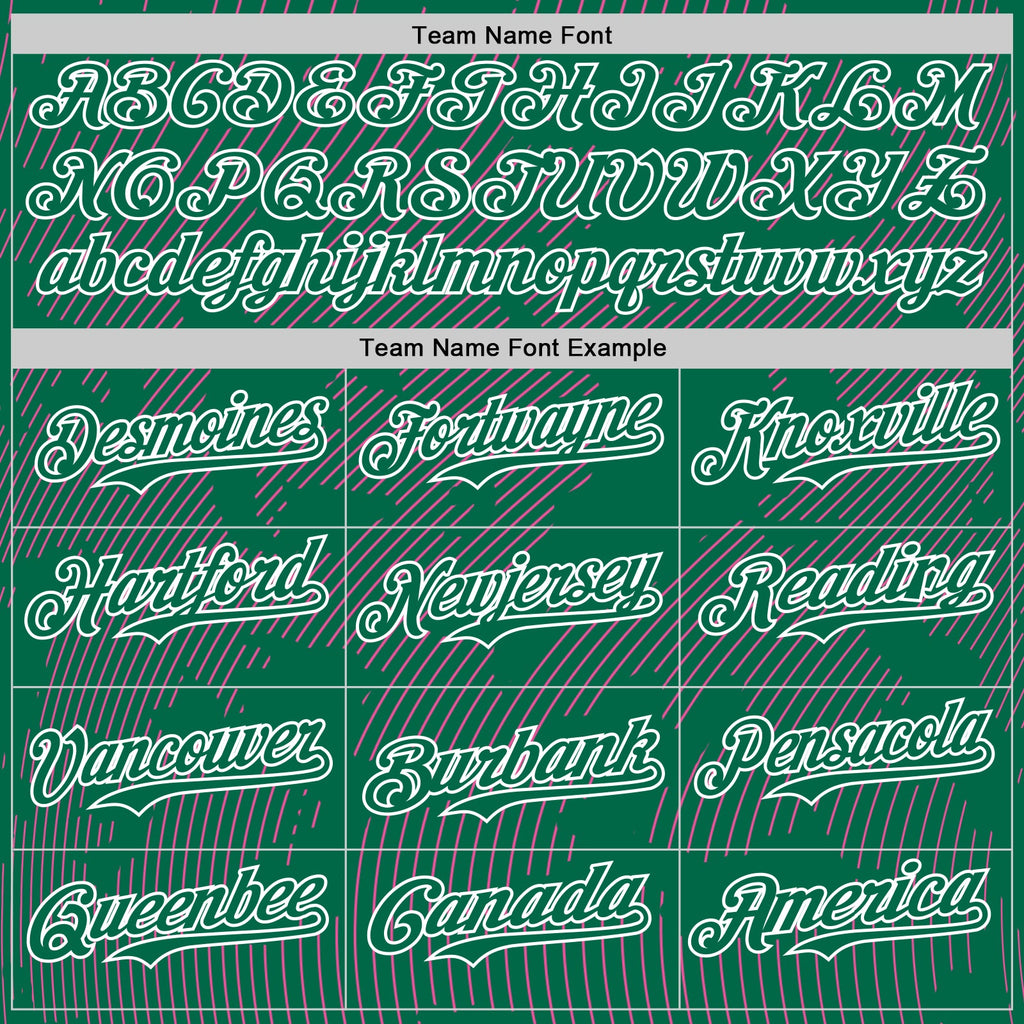 Custom Kelly Green Pink-White Curve Lines Authentic Baseball Jersey
