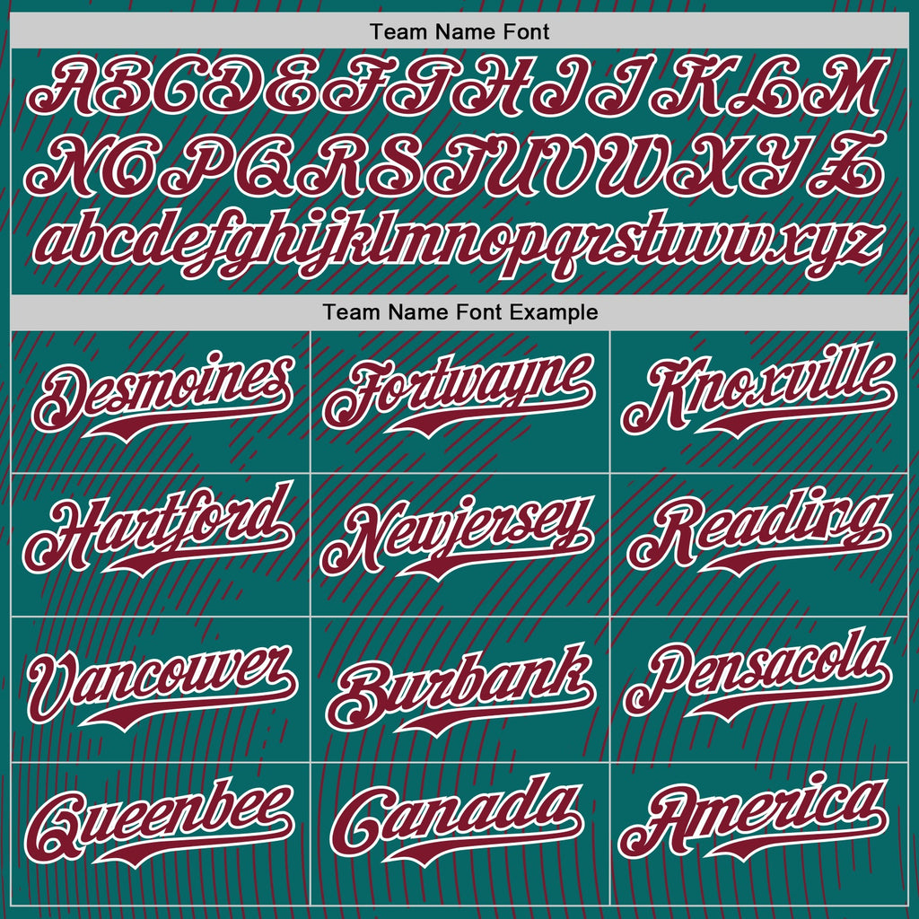 Custom Teal Crimson-White Curve Lines Authentic Baseball Jersey