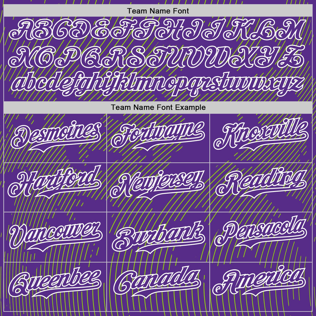 Custom Purple Neon Green-White Curve Lines Authentic Baseball Jersey