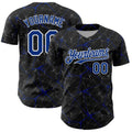 Custom Black Royal-White 3D Pattern Design Abstract Network Authentic Baseball Jersey