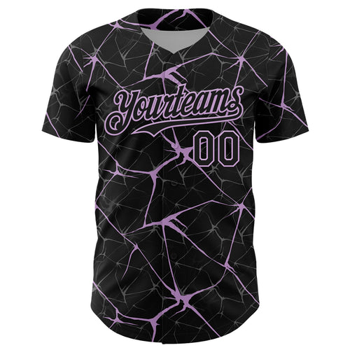 Custom Black Light Purple 3D Pattern Design Abstract Network Authentic Baseball Jersey