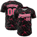 Custom Black Neon Pink-White 3D Pattern Design Abstract Network Authentic Baseball Jersey