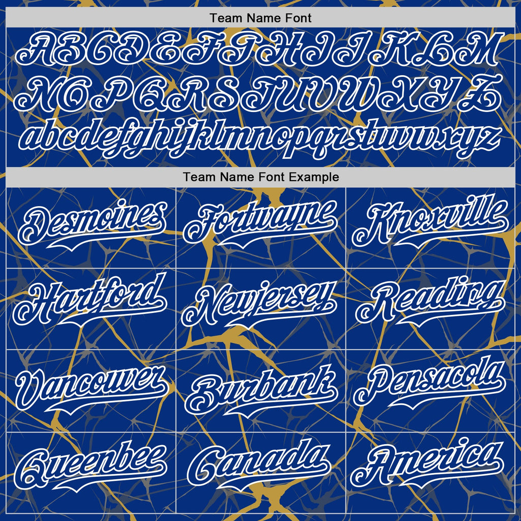 Custom Royal Old Gold-White 3D Pattern Design Abstract Network Authentic Baseball Jersey