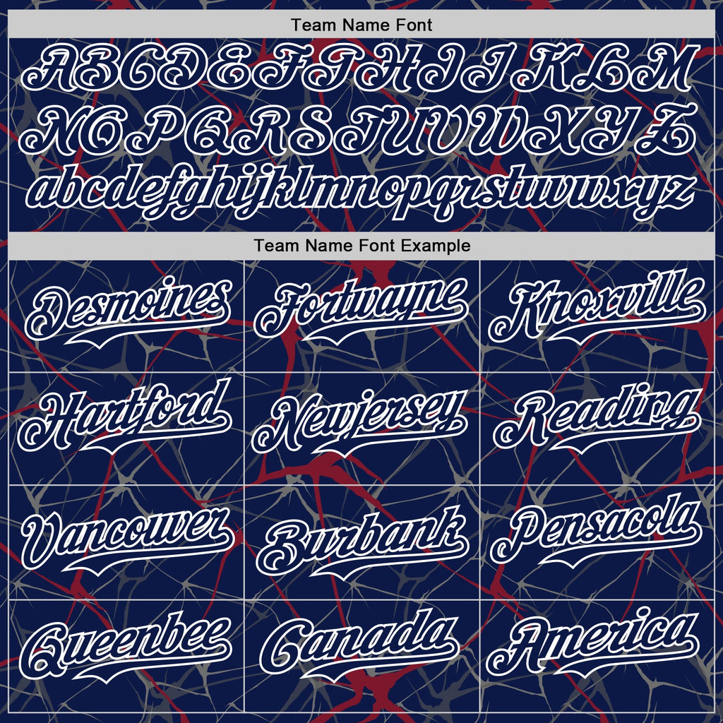 Custom Navy Crimson-White 3D Pattern Design Abstract Network Authentic Baseball Jersey