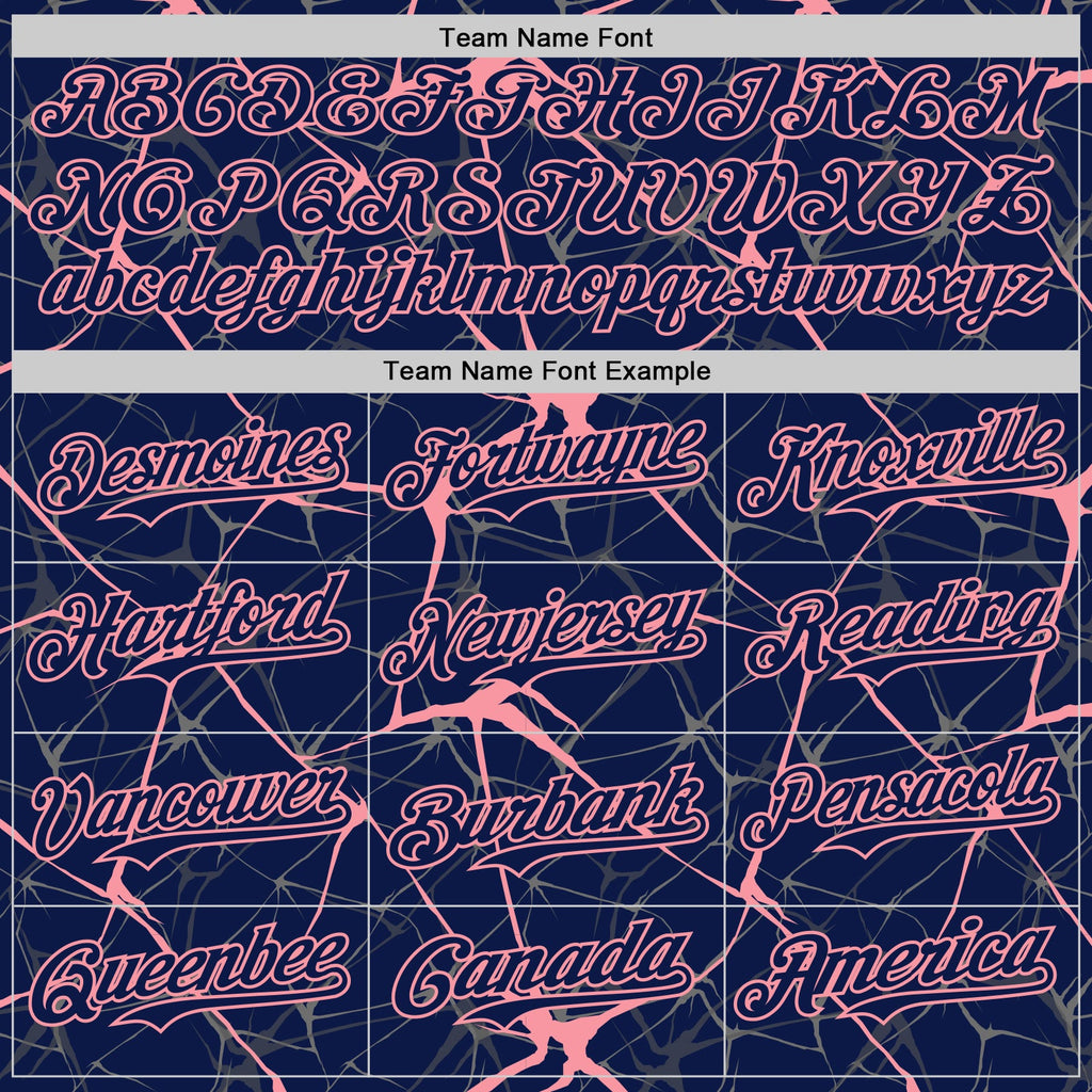 Custom Navy Medium Pink 3D Pattern Design Abstract Network Authentic Baseball Jersey