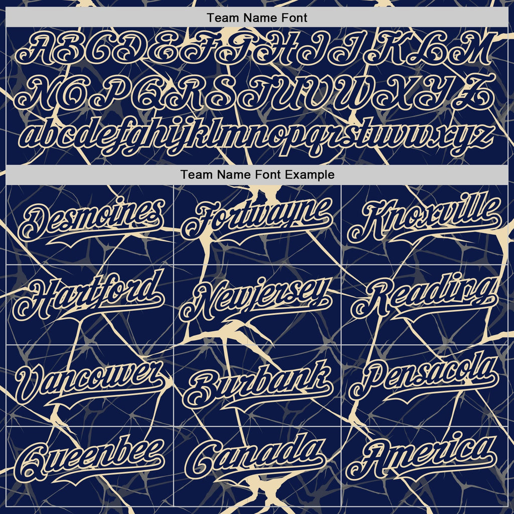 Custom Navy Cream 3D Pattern Design Abstract Network Authentic Baseball Jersey