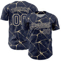 Custom Navy Cream 3D Pattern Design Abstract Network Authentic Baseball Jersey