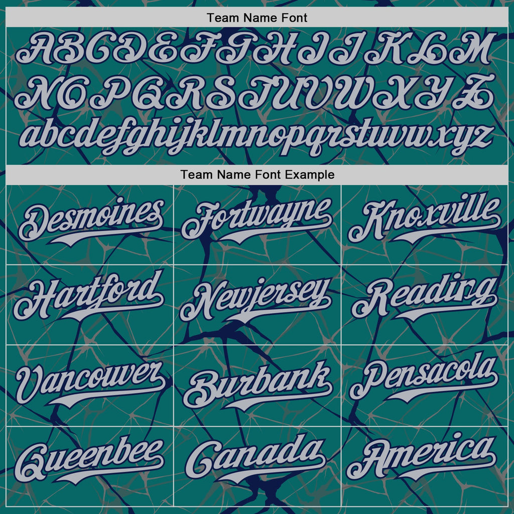 Custom Teal Gray-Navy 3D Pattern Design Abstract Network Authentic Baseball Jersey