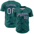 Custom Teal Gray-Navy 3D Pattern Design Abstract Network Authentic Baseball Jersey