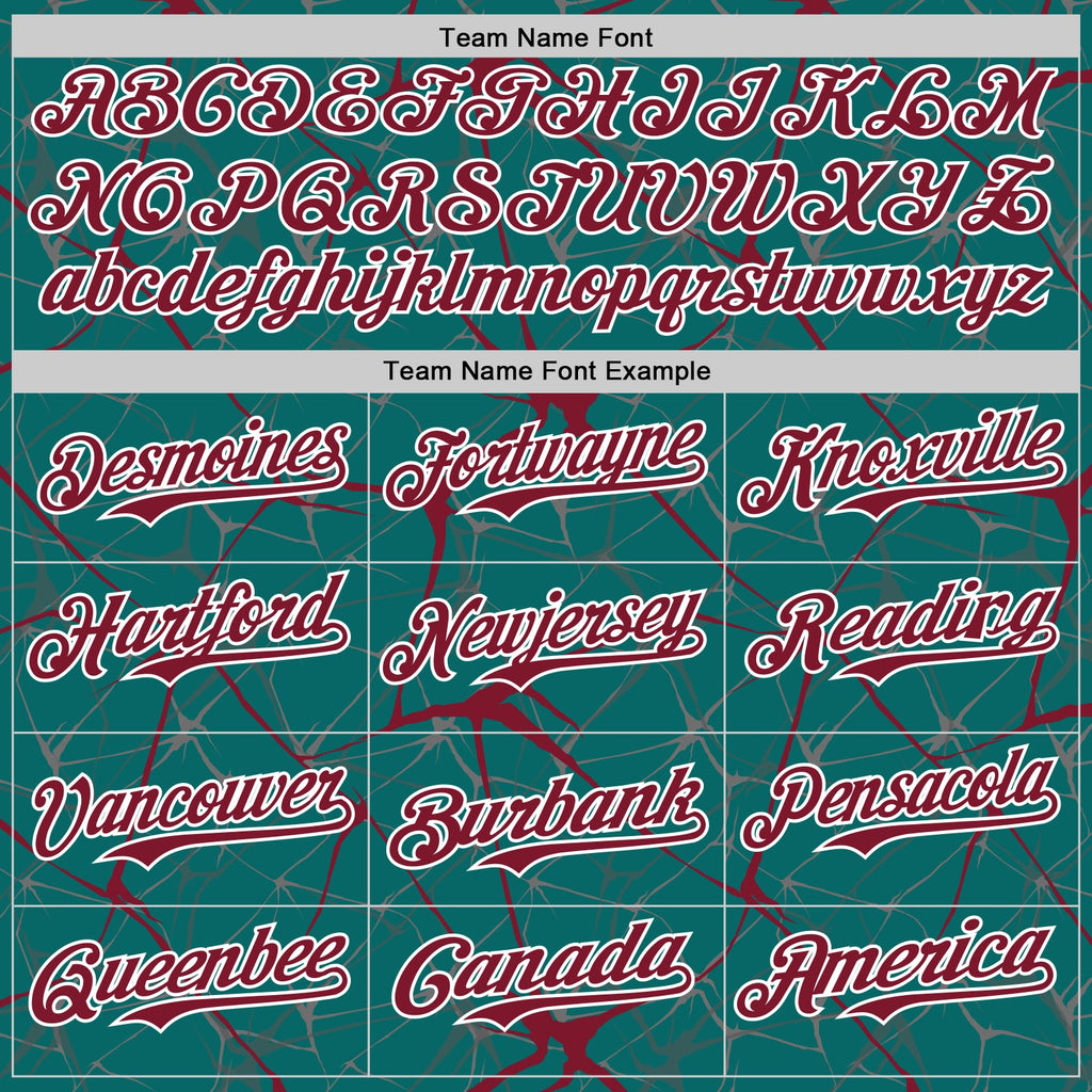 Custom Teal Crimson-White 3D Pattern Design Abstract Network Authentic Baseball Jersey