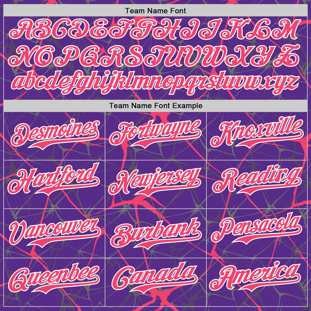 Custom Purple Neon Pink-White 3D Pattern Design Abstract Network Authentic Baseball Jersey