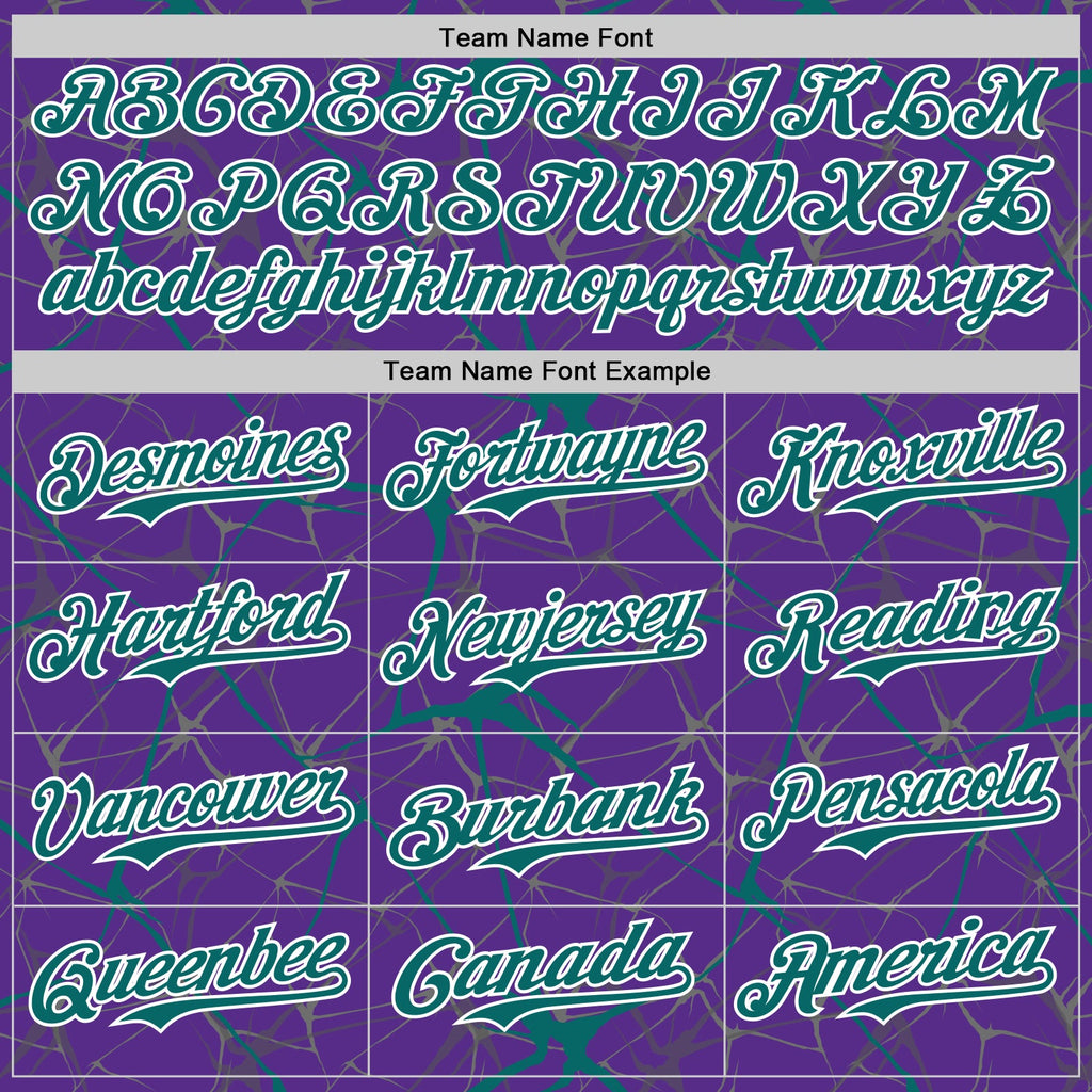 Custom Purple Teal-White 3D Pattern Design Abstract Network Authentic Baseball Jersey