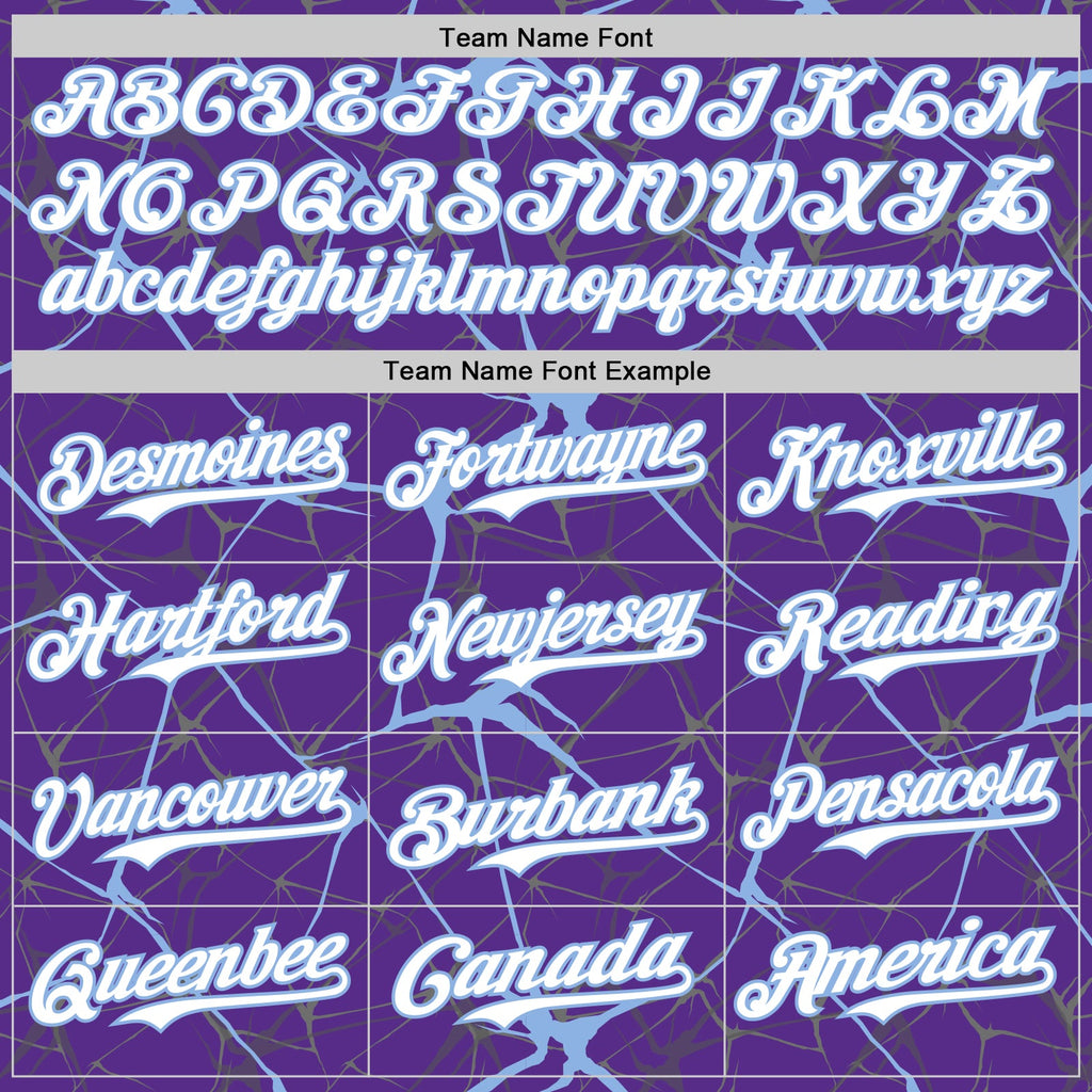 Custom Purple White-Light Blue 3D Pattern Design Abstract Network Authentic Baseball Jersey