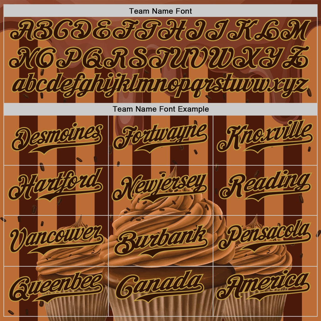 Custom Brown-Old Gold Foodie Food Dessert Chocolate Ice Cream Authentic Baseball Jersey