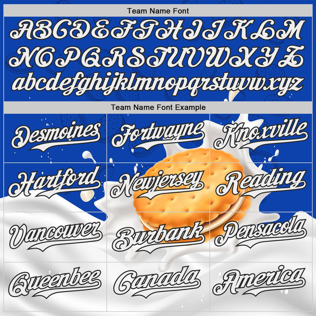 Custom Thunder Blue White-Black Foodie Food Cookies And Milk Authentic Baseball Jersey