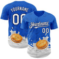 Custom Thunder Blue White-Black Foodie Food Cookies And Milk Authentic Baseball Jersey