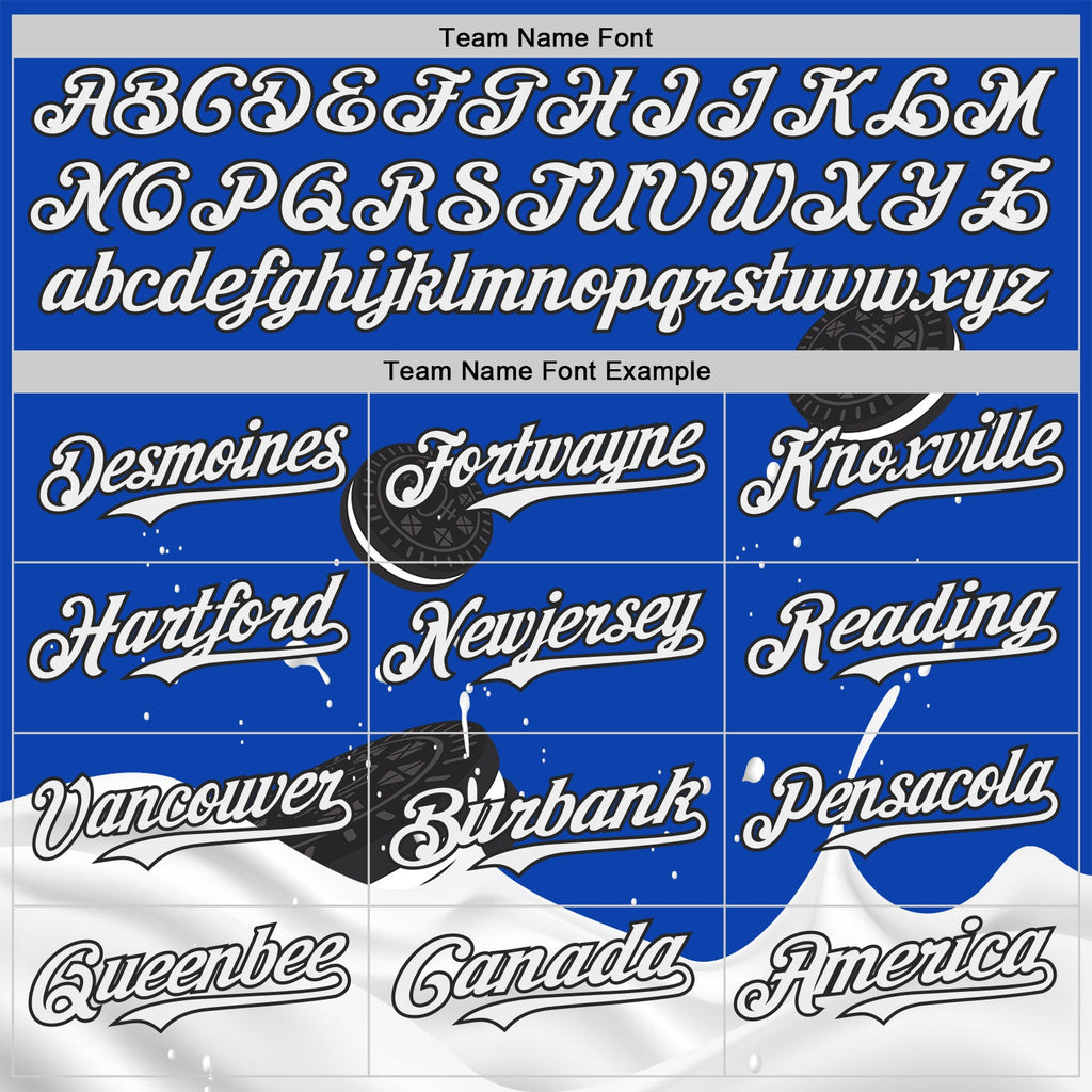 Custom Thunder Blue White-Black Foodie Food Cookies And Milk Authentic Baseball Jersey