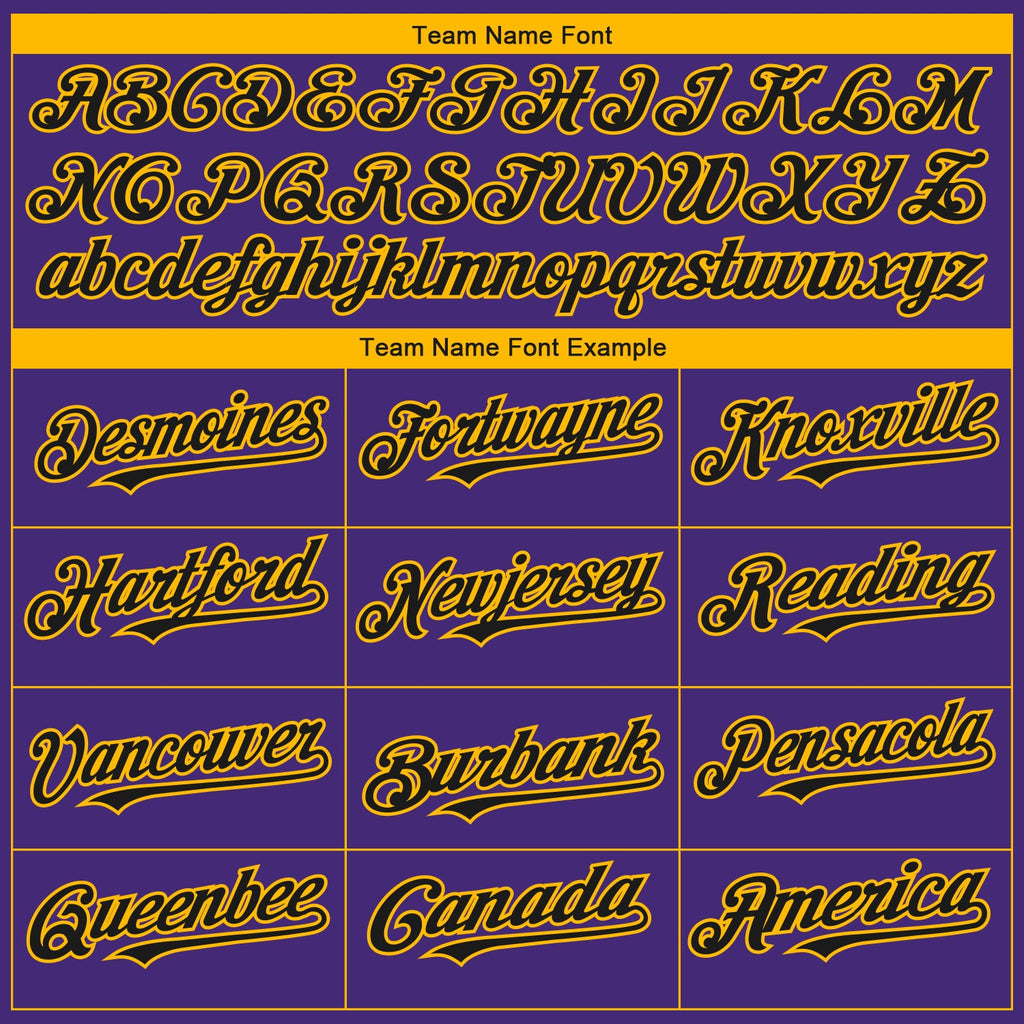 Custom Purple Black-Gold 3D Los Angeles City Edition Fade Fashion Authentic Baseball Jersey