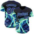 Custom Black Dark Purple-Ice Blue Cyber Tropical Palm Trees Dinosaur Gothic Fantasy Authentic Baseball Jersey